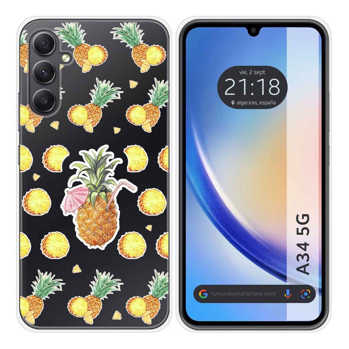 Funda Silicona Transparente para Samsung Galaxy A34 5G diseño Piña Dibujos