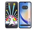 Funda Silicona Transparente para Samsung Galaxy A34 5G diseño Unicornio Dibujos