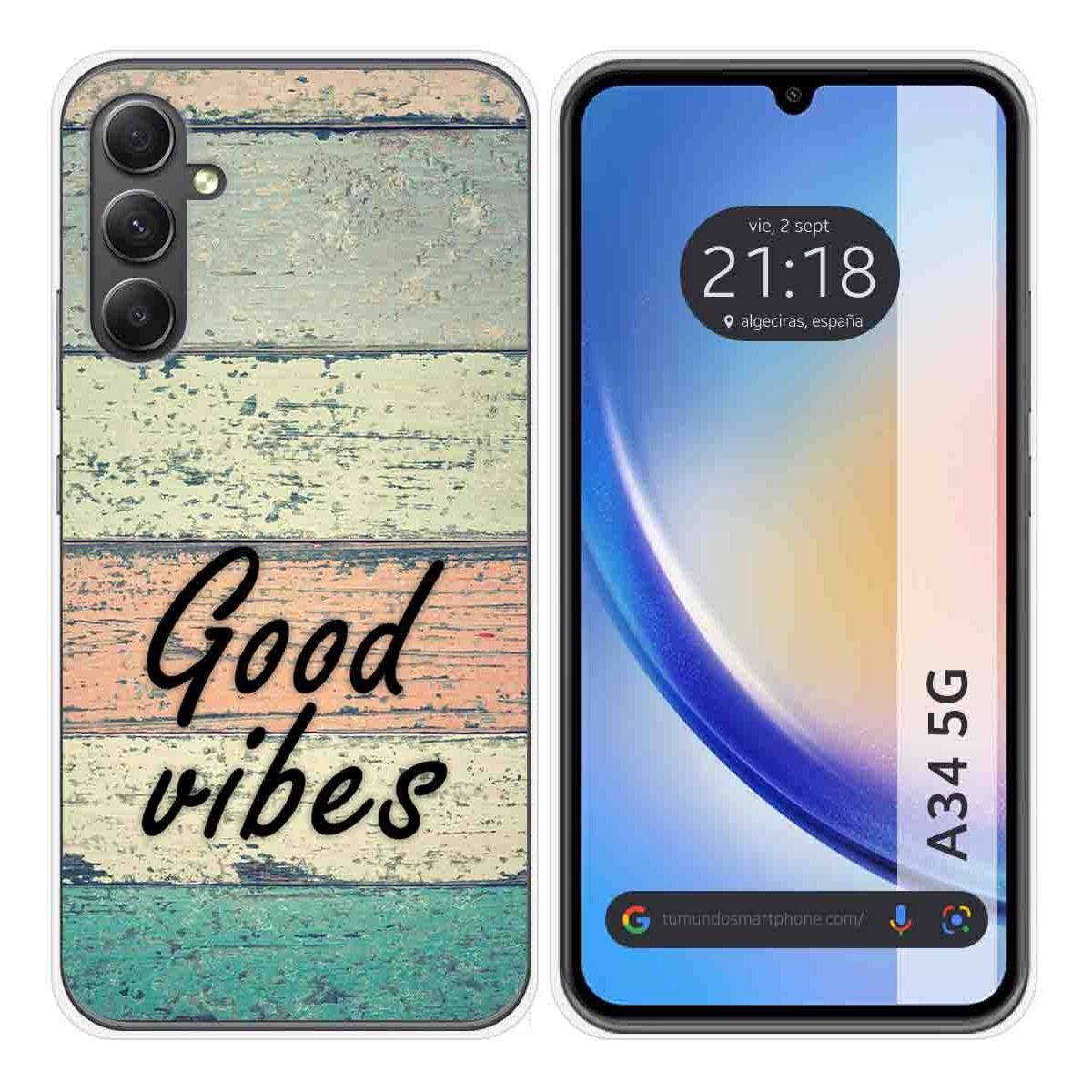 Funda Silicona para Samsung Galaxy A34 5G diseño Madera 01 Dibujos