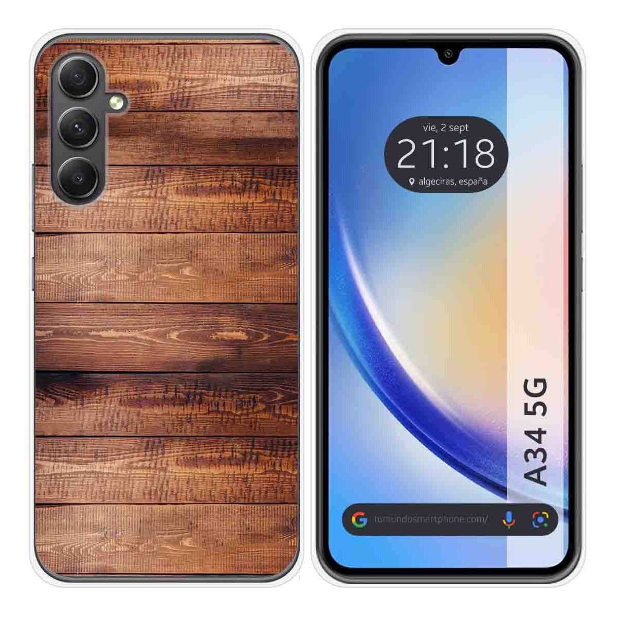 Funda Silicona para Samsung Galaxy A34 5G diseño Madera 02 Dibujos