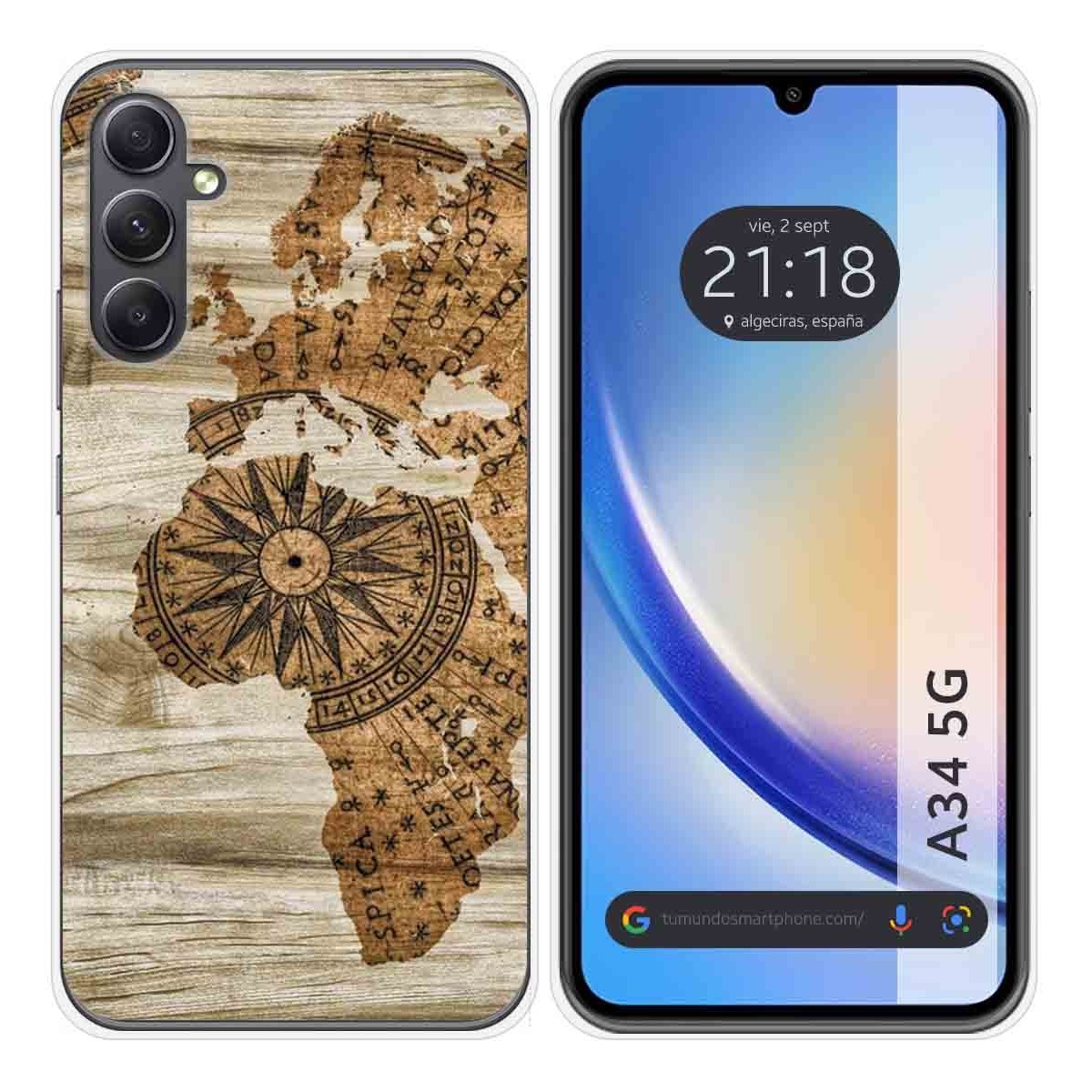 Funda Silicona para Samsung Galaxy A34 5G diseño Madera 07 Dibujos