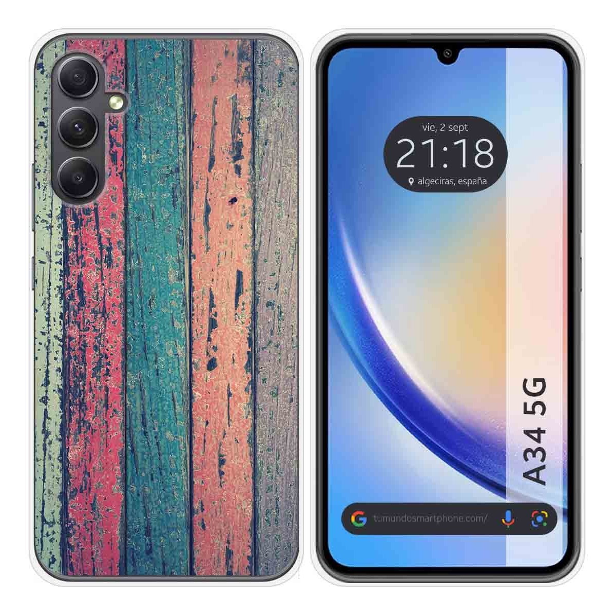 Funda Silicona para Samsung Galaxy A34 5G diseño Madera 10 Dibujos