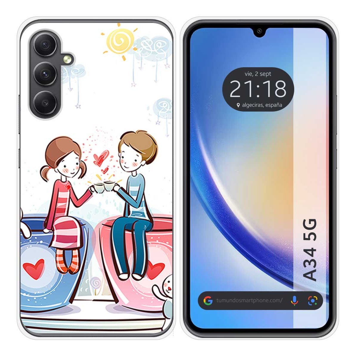 Funda Silicona para Samsung Galaxy A34 5G diseño Café Dibujos