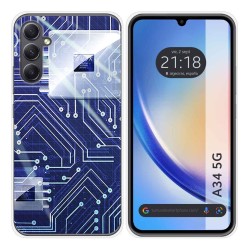 Funda Silicona para Samsung Galaxy A34 5G diseño Circuito Dibujos