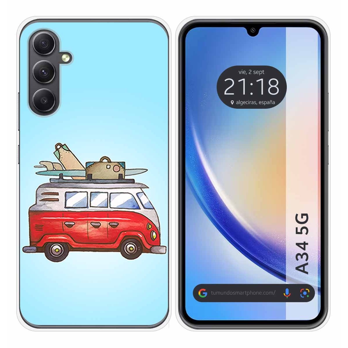 Funda Silicona para Samsung Galaxy A34 5G diseño Furgoneta Dibujos