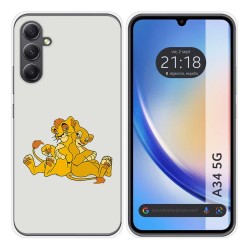 Funda Silicona para Samsung Galaxy A34 5G diseño Leones Dibujos