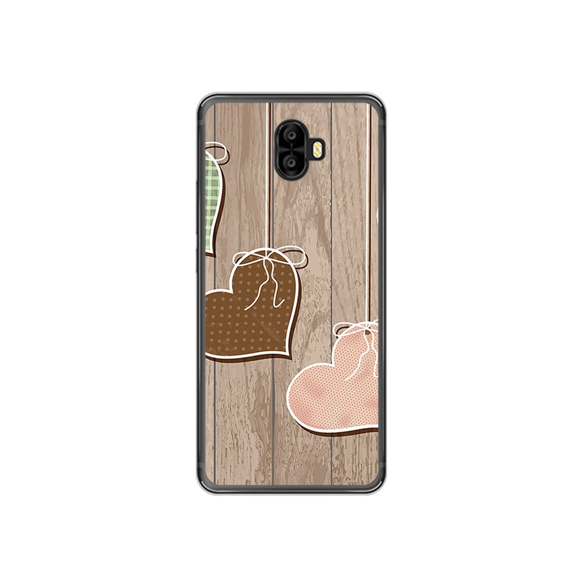 Funda Gel Tpu para Oukitel K8000 Diseño Corazones Madera Dibujos