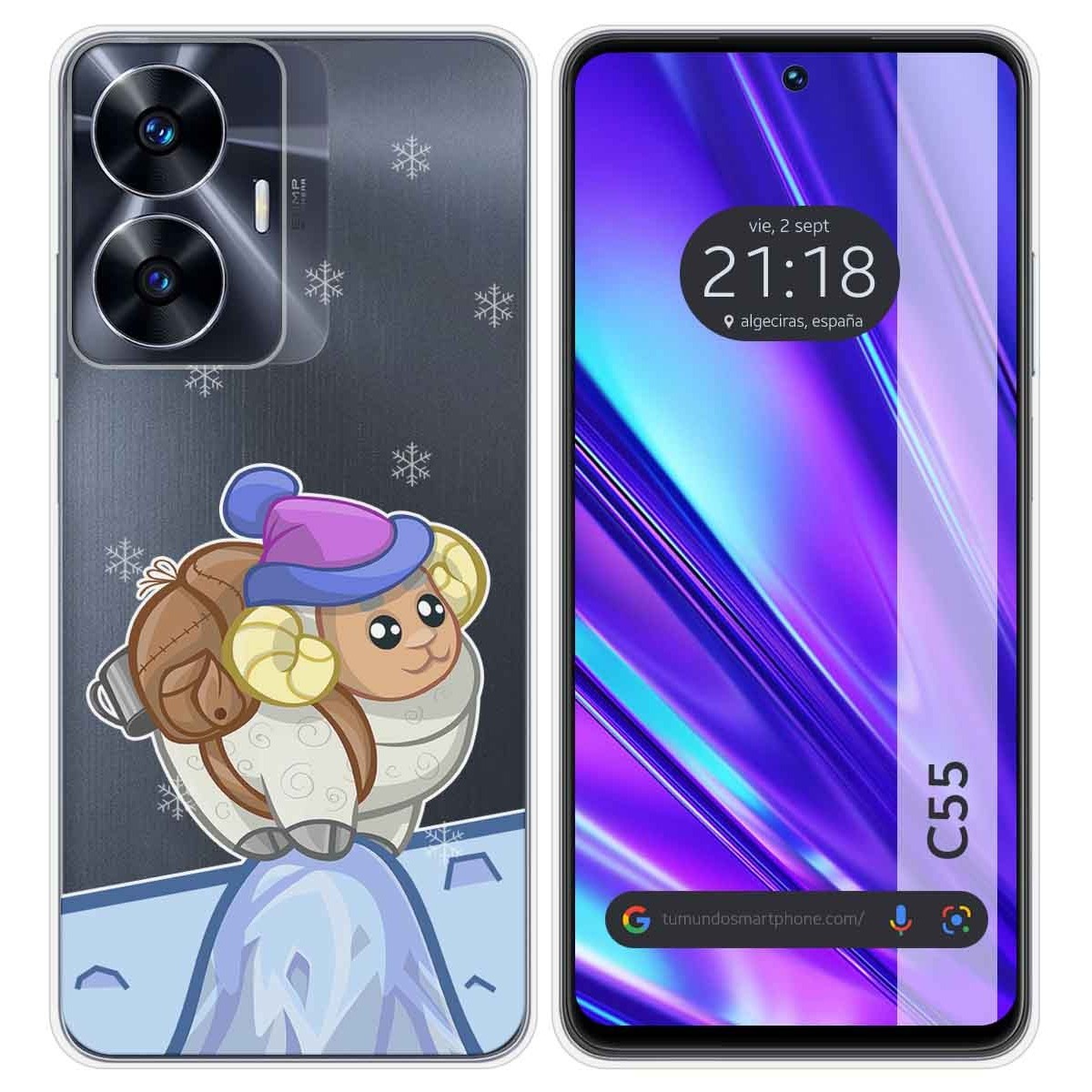Funda Silicona Transparente para Realme C55 diseño Cabra Dibujos