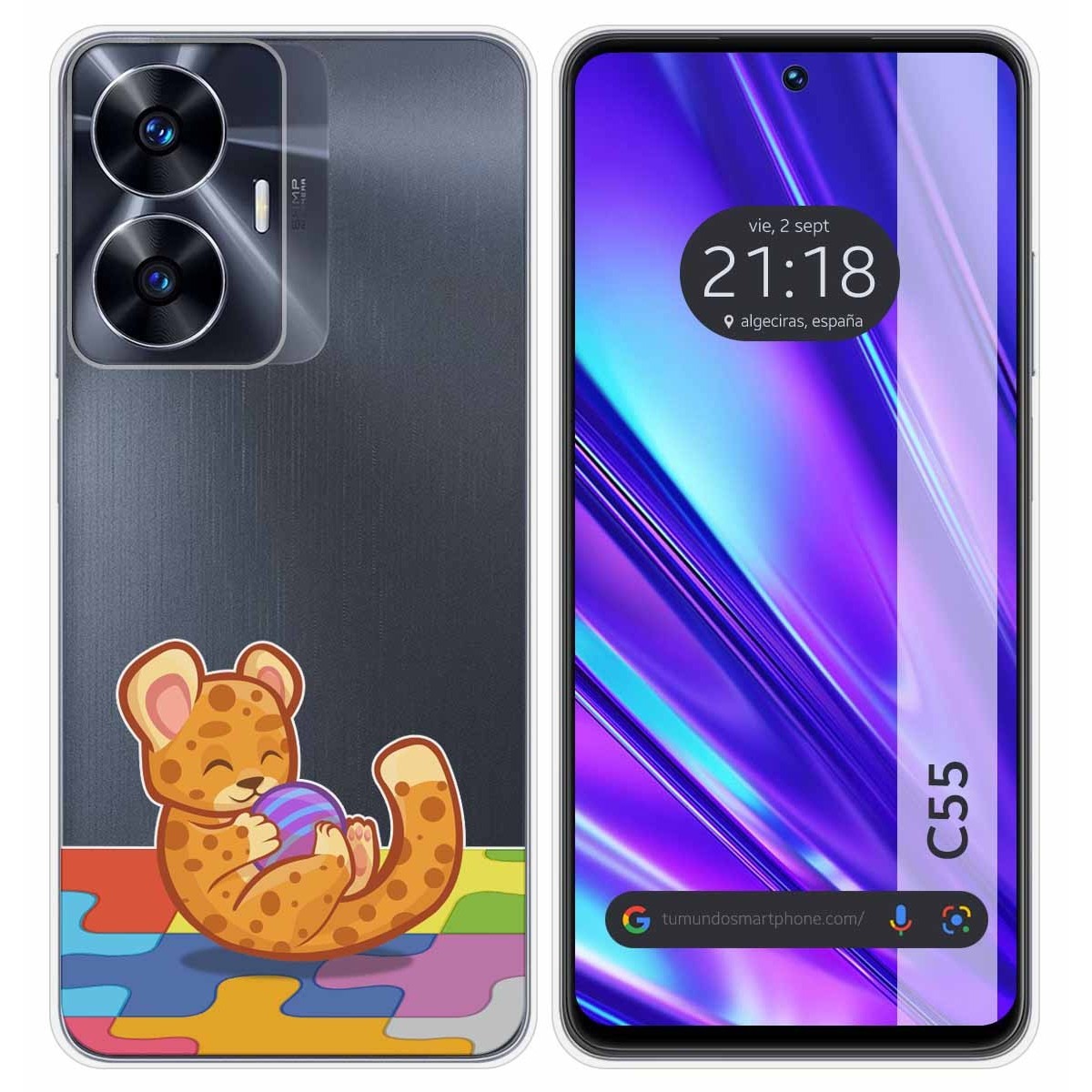 Funda Silicona Transparente para Realme C55 diseño Leopardo Dibujos