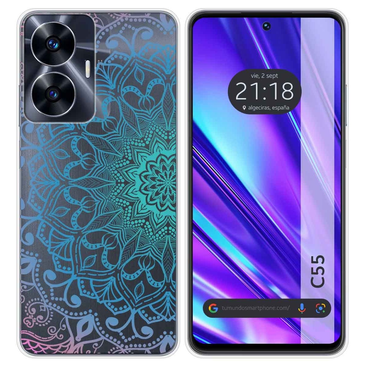 Funda Silicona Transparente para Realme C55 diseño Mandala Dibujos