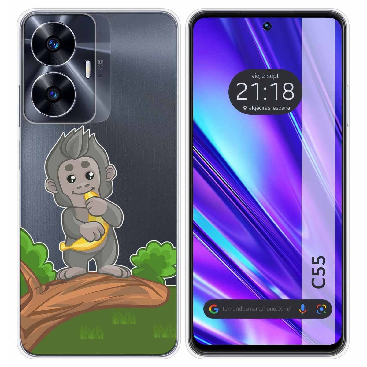 Funda Silicona Transparente para Realme C55 diseño Mono Dibujos