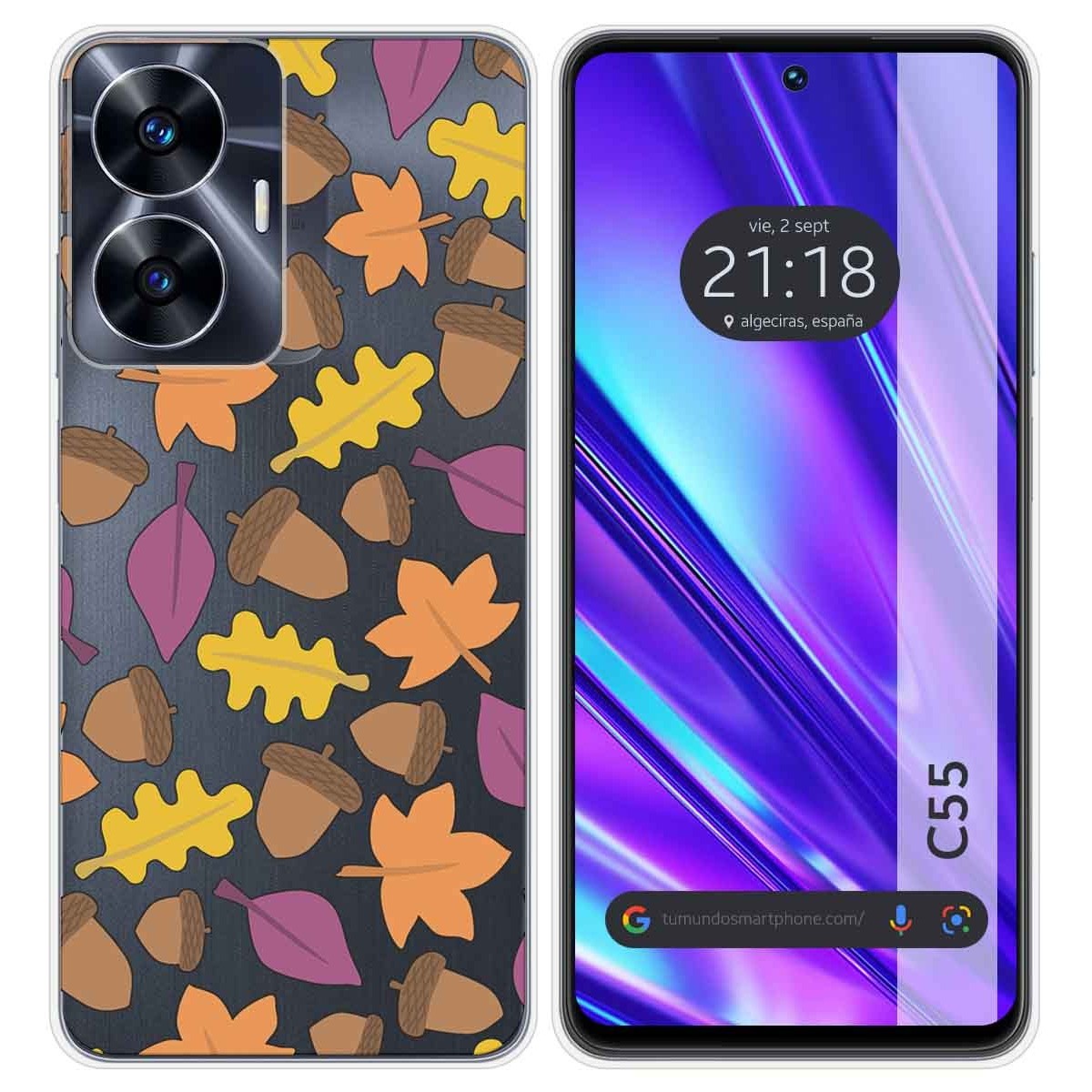 Funda Silicona Transparente para Realme C55 diseño Otoño Dibujos