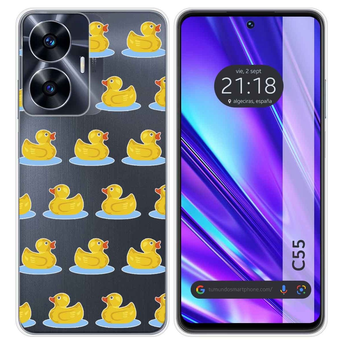 Funda Silicona Transparente para Realme C55 diseño Pato Dibujos