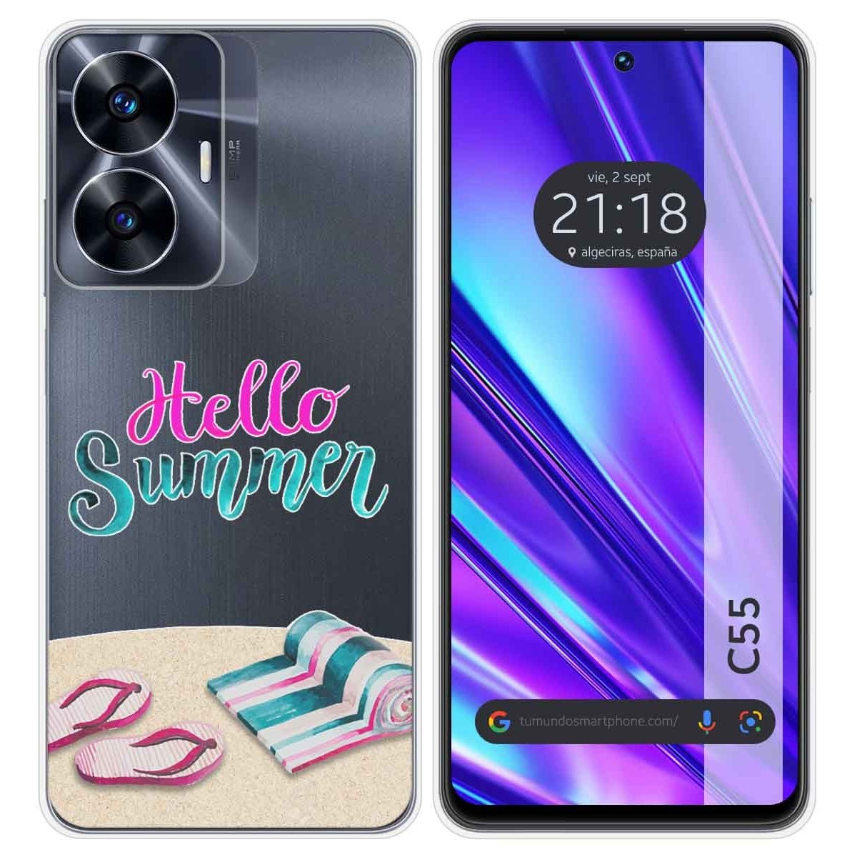 Funda Silicona Transparente para Realme C55 diseño Summer Dibujos