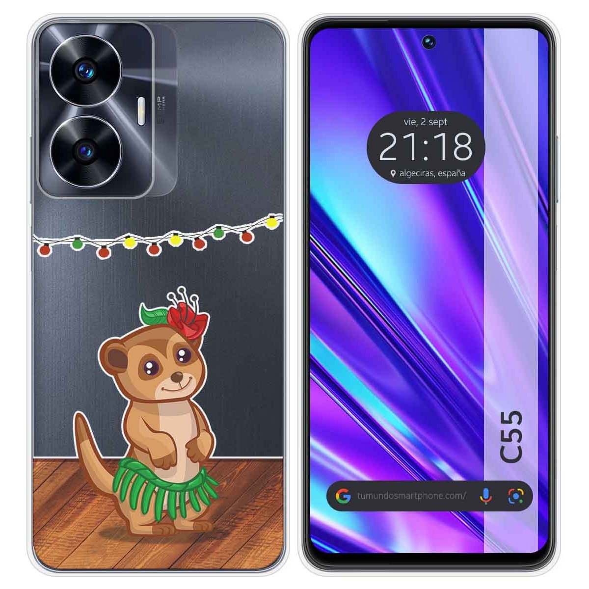 Funda Silicona Transparente para Realme C55 diseño Suricata Dibujos