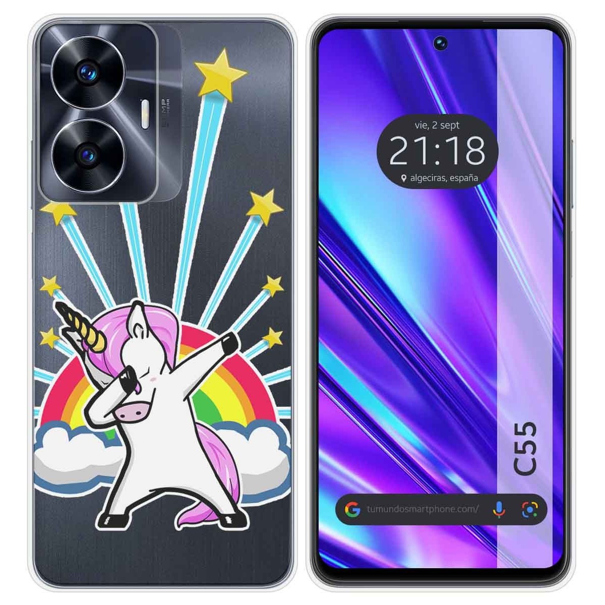 Funda Silicona Transparente para Realme C55 diseño Unicornio Dibujos