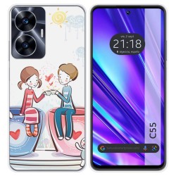 Funda Silicona para Realme C55 diseño Café Dibujos