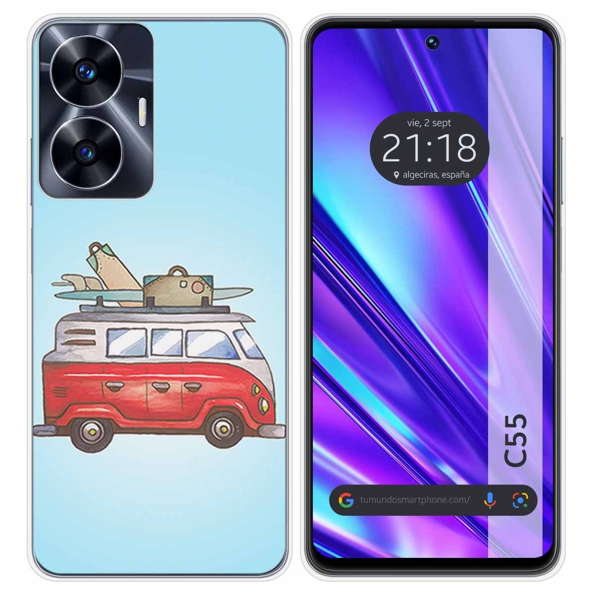 Funda Silicona para Realme C55 diseño Furgoneta Dibujos