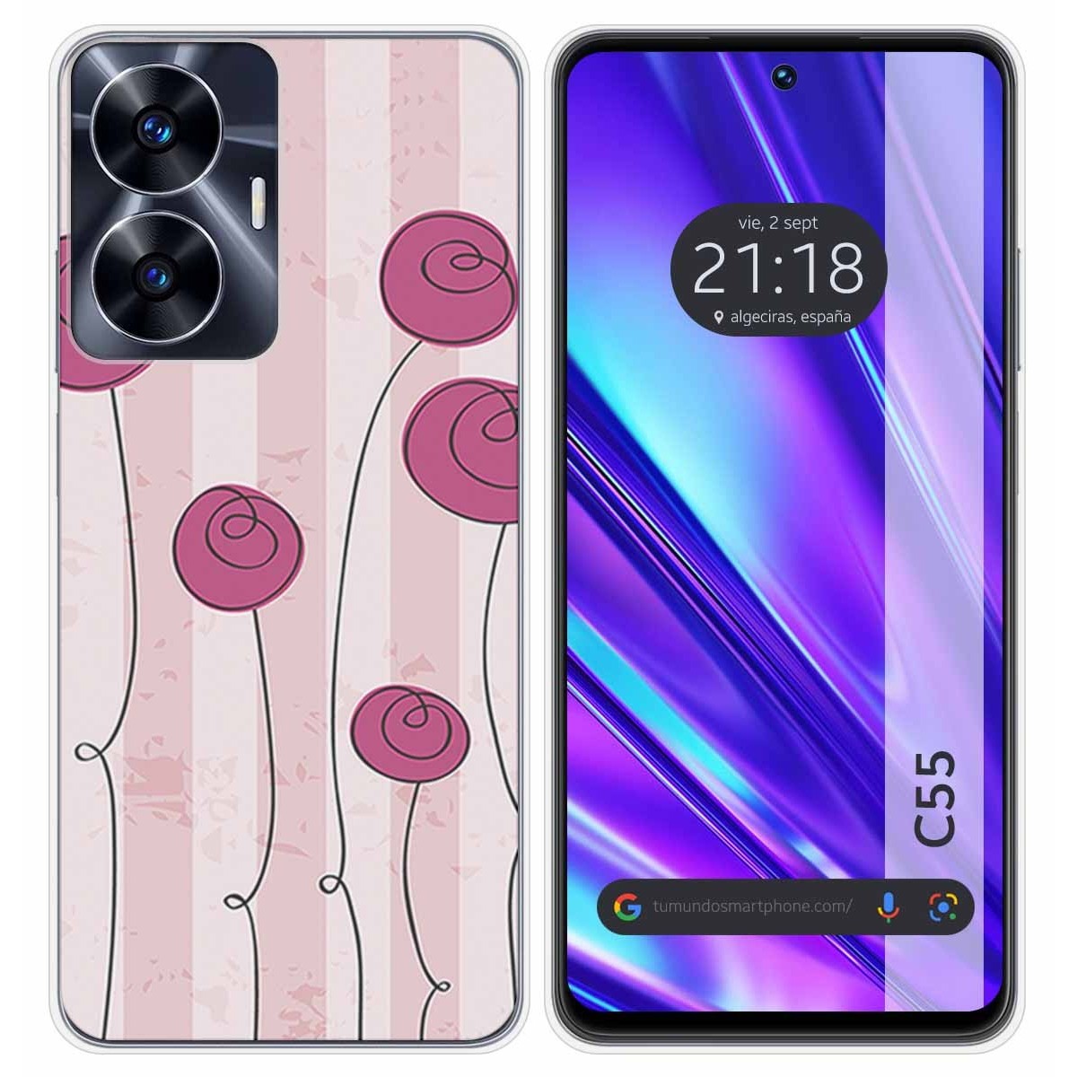 Funda Silicona para Realme C55 diseño Flores Vintage Dibujos