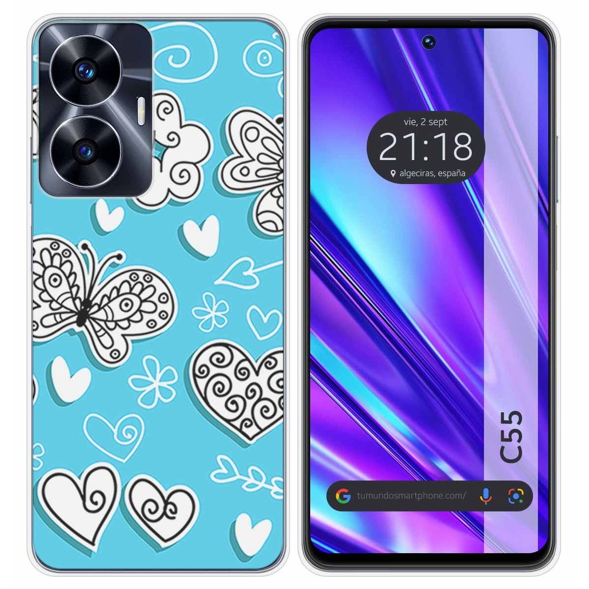 Funda Silicona para Realme C55 diseño Mariposas Dibujos