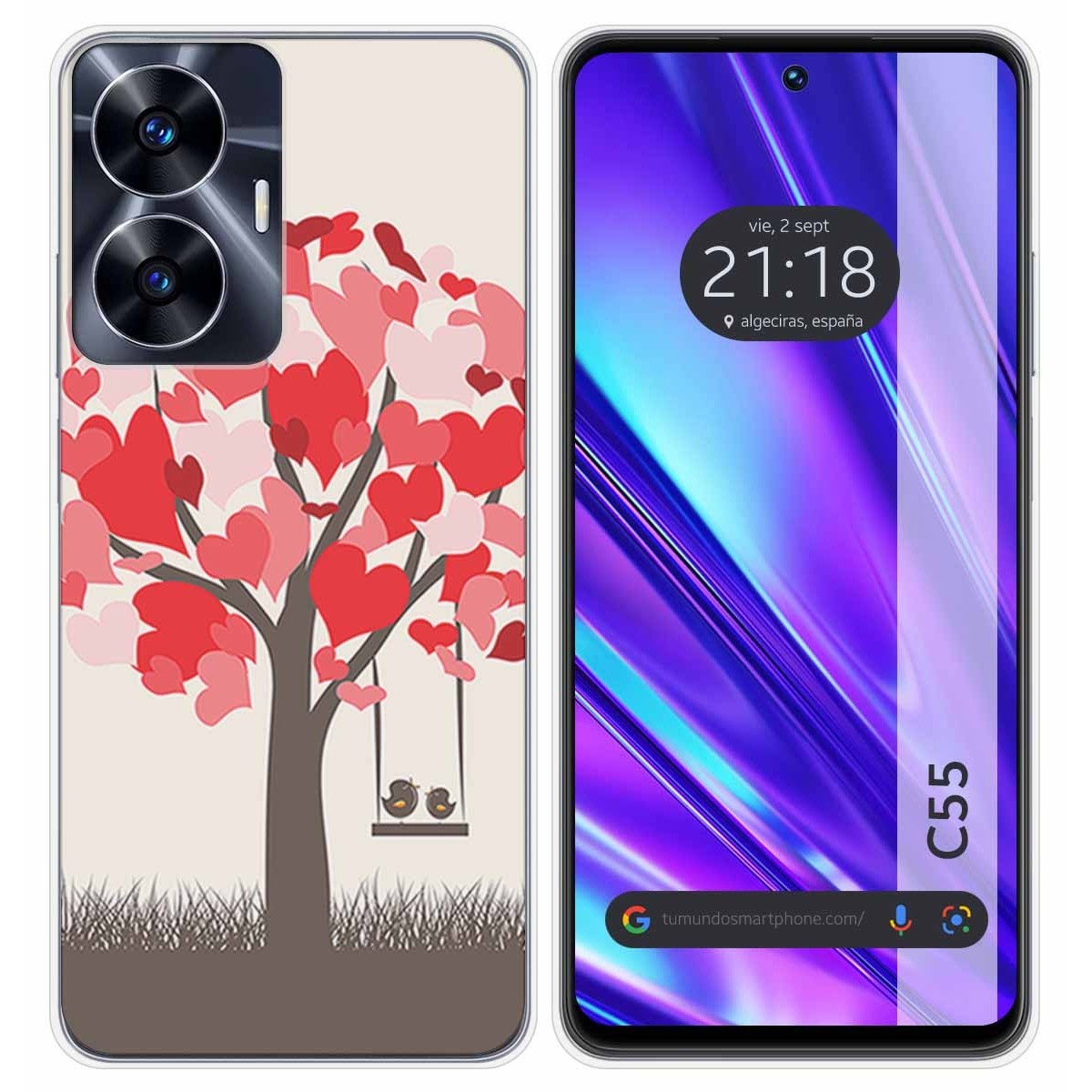 Funda Silicona para Realme C55 diseño Pajaritos Dibujos