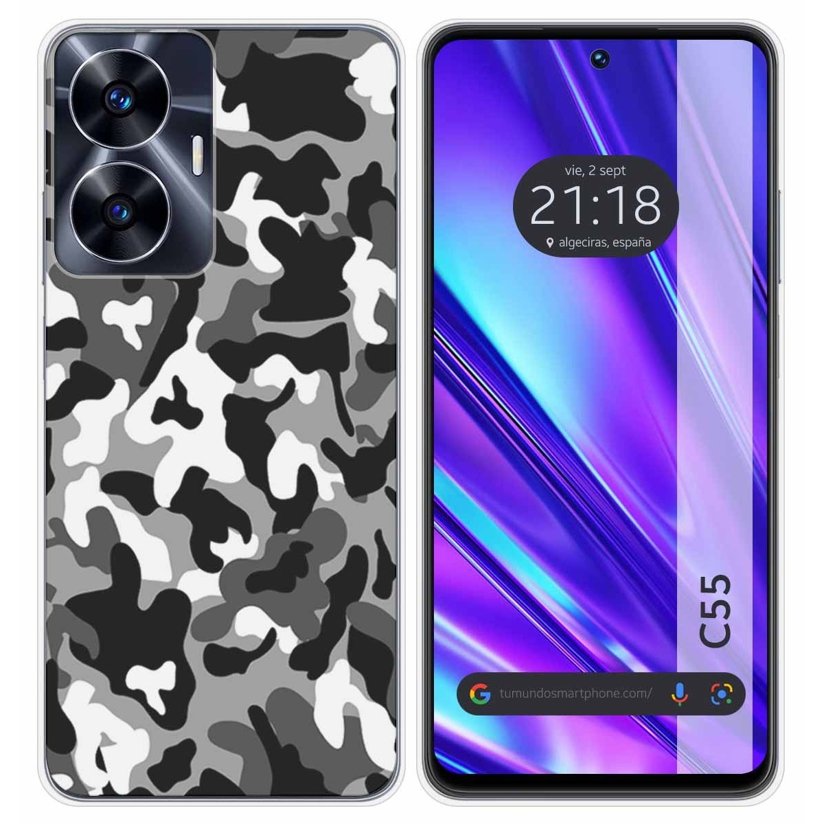 Funda Silicona para Realme C55 diseño Snow Camuflaje Dibujos