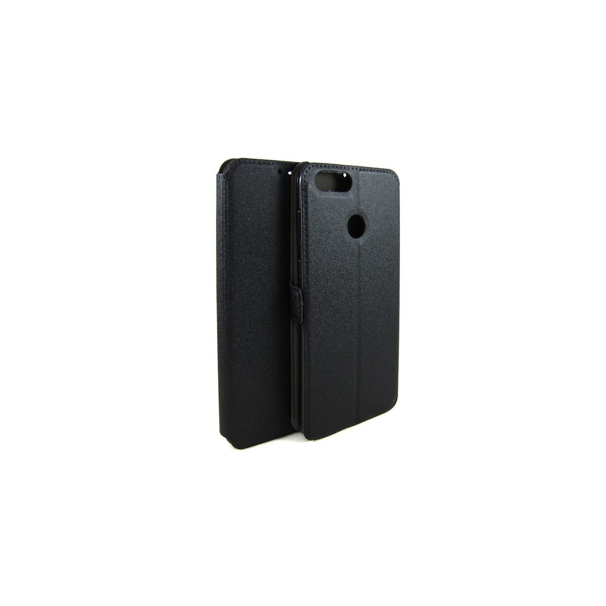 Funda Soporte Piel Negra para Huawei Honor 7X Flip Libro