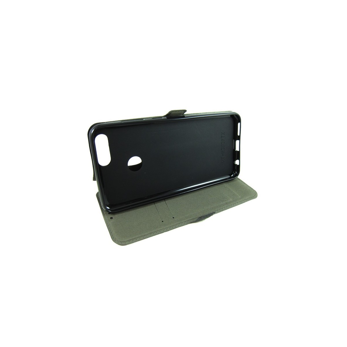 Funda Soporte Piel Negra para Huawei Honor 7X Flip Libro