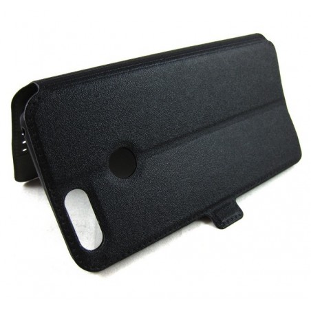 Funda Soporte Piel Negra para Huawei Honor 7X Flip Libro