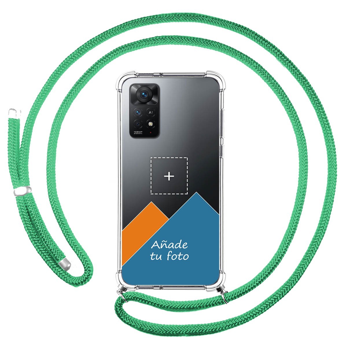 Personaliza tu Funda Colgante Transparente para Xiaomi Redmi Note 12 Pro 4G con Cordon Verde Agua Dibujo Personalizada