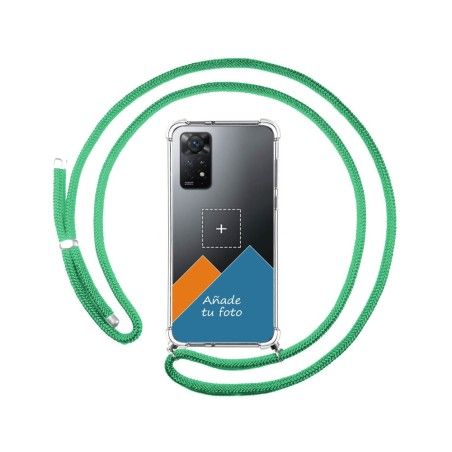 Personaliza tu Funda Colgante Transparente para Xiaomi Redmi Note 12 Pro 4G con Cordon Verde Agua Dibujo Personalizada