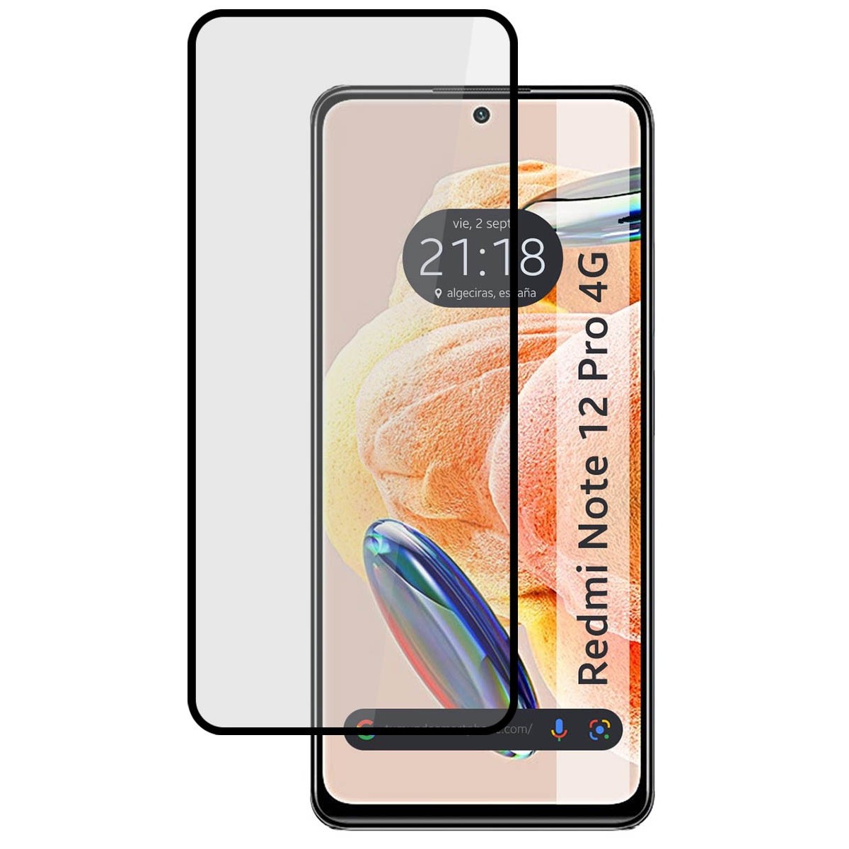 Protector Cristal Templado Completo 5D Full Glue Negro compatible con Xiaomi Redmi Note 12 Pro 4G Vidrio