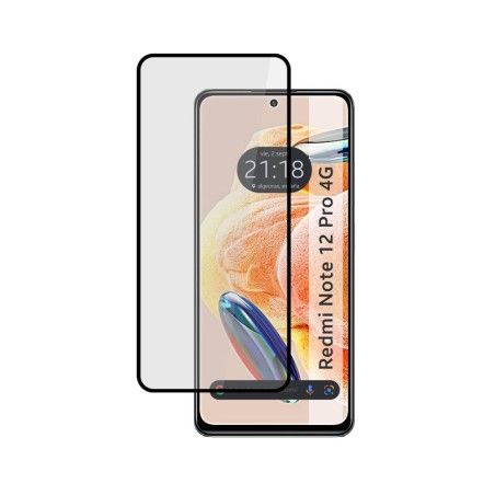 Protector Cristal Templado Completo 5D Full Glue Negro compatible con Xiaomi Redmi Note 12 Pro 4G Vidrio