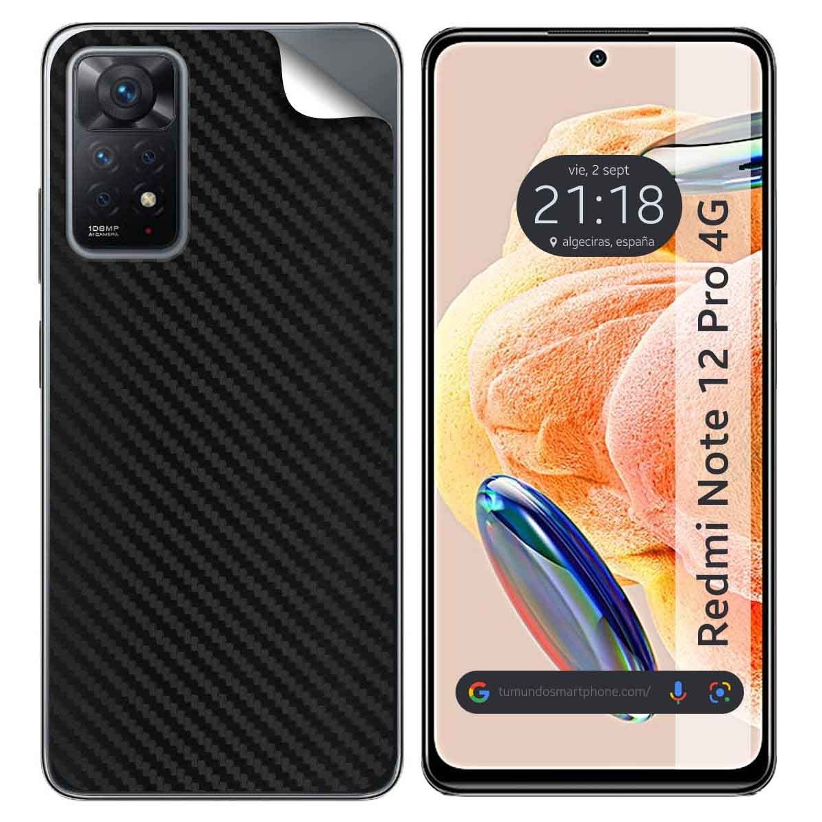 Pegatina Vinilo Autoadhesiva Textura Carbono compatible con Xiaomi Redmi Note 12 Pro 4G
