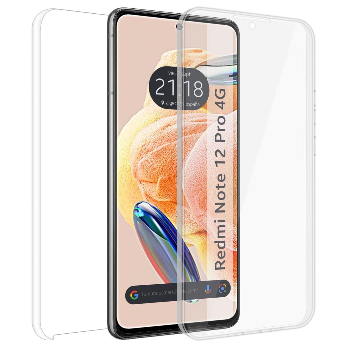 Funda Doble Transparente Pc + TPU Full Body 360 compatible con Xiaomi Redmi Note 12 Pro 4G