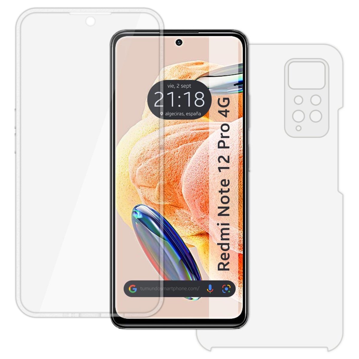 Funda Doble Transparente Pc + TPU Full Body 360 compatible con Xiaomi Redmi Note 12 Pro 4G