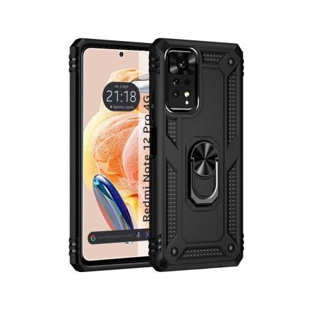 Funda Tough Armor con Anillo Giratorio Negra compatible con Xiaomi Redmi Note 12 Pro 4G