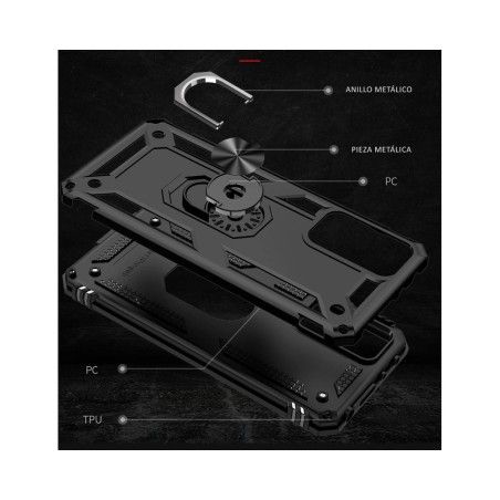Funda Tough Armor con Anillo Giratorio Negra compatible con Xiaomi Redmi Note 12 Pro 4G
