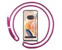 Funda Colgante Transparente compatible con Xiaomi Redmi Note 12 Pro 4G con Cordon Rosa Fucsia