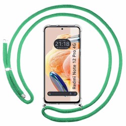 Funda Colgante Transparente para Xiaomi Redmi Note 12 Pro 4G con Cordon Verde Agua