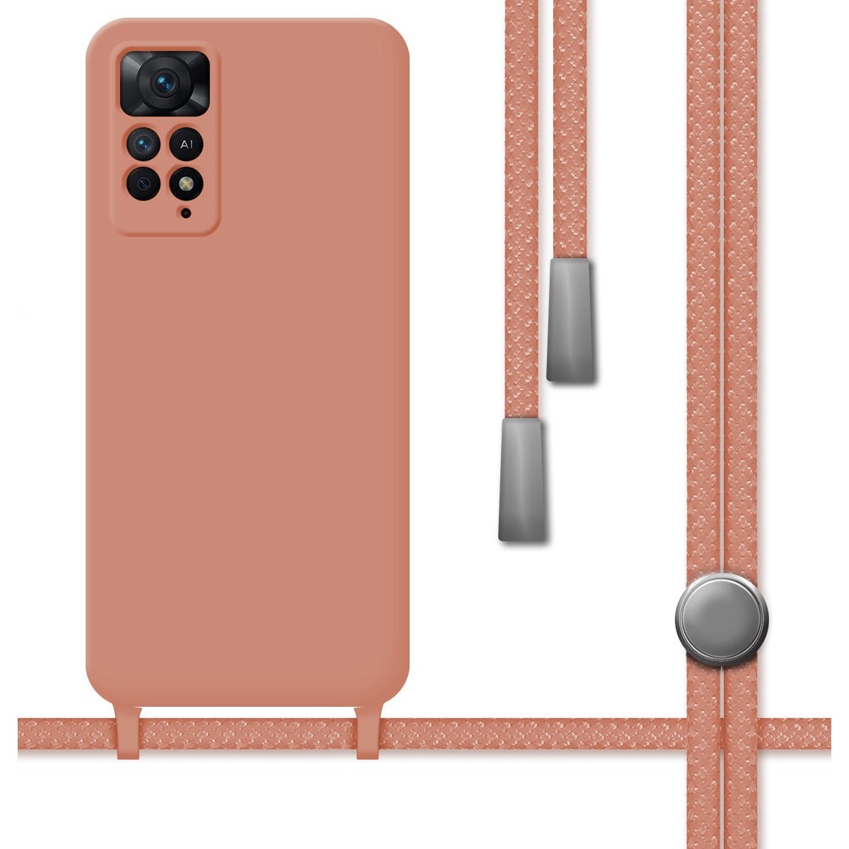 Funda Silicona Líquida con Cordón compatible con Xiaomi Redmi Note 12 Pro 4G Color Rosa