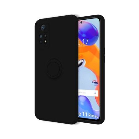 Funda Silicona Líquida Ultra Suave con Anillo compatible con Xiaomi Redmi Note 12 Pro 4G Color Negra