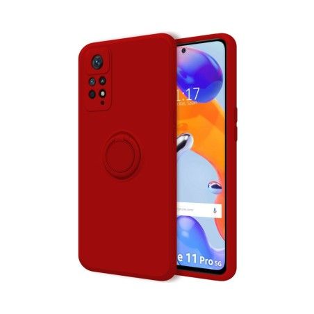 Funda Silicona Líquida Ultra Suave con Anillo compatible con Xiaomi Redmi Note 12 Pro 4G Color Roja