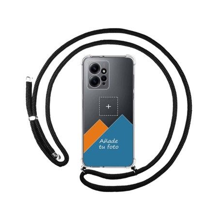 Personaliza tu Funda Colgante Transparente para Xiaomi Redmi Note 12 4G con Cordon Negro Dibujo Personalizada
