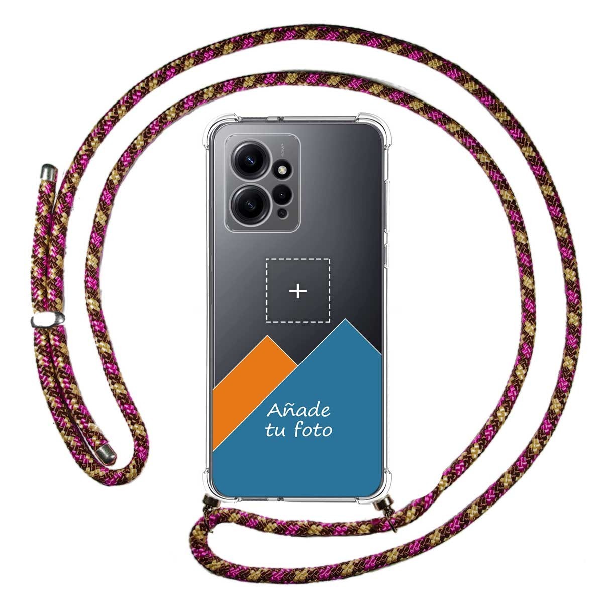 Personaliza tu Funda Colgante Transparente para Xiaomi Redmi Note 12 4G con Cordon Rosa / Dorado Dibujo Personalizada