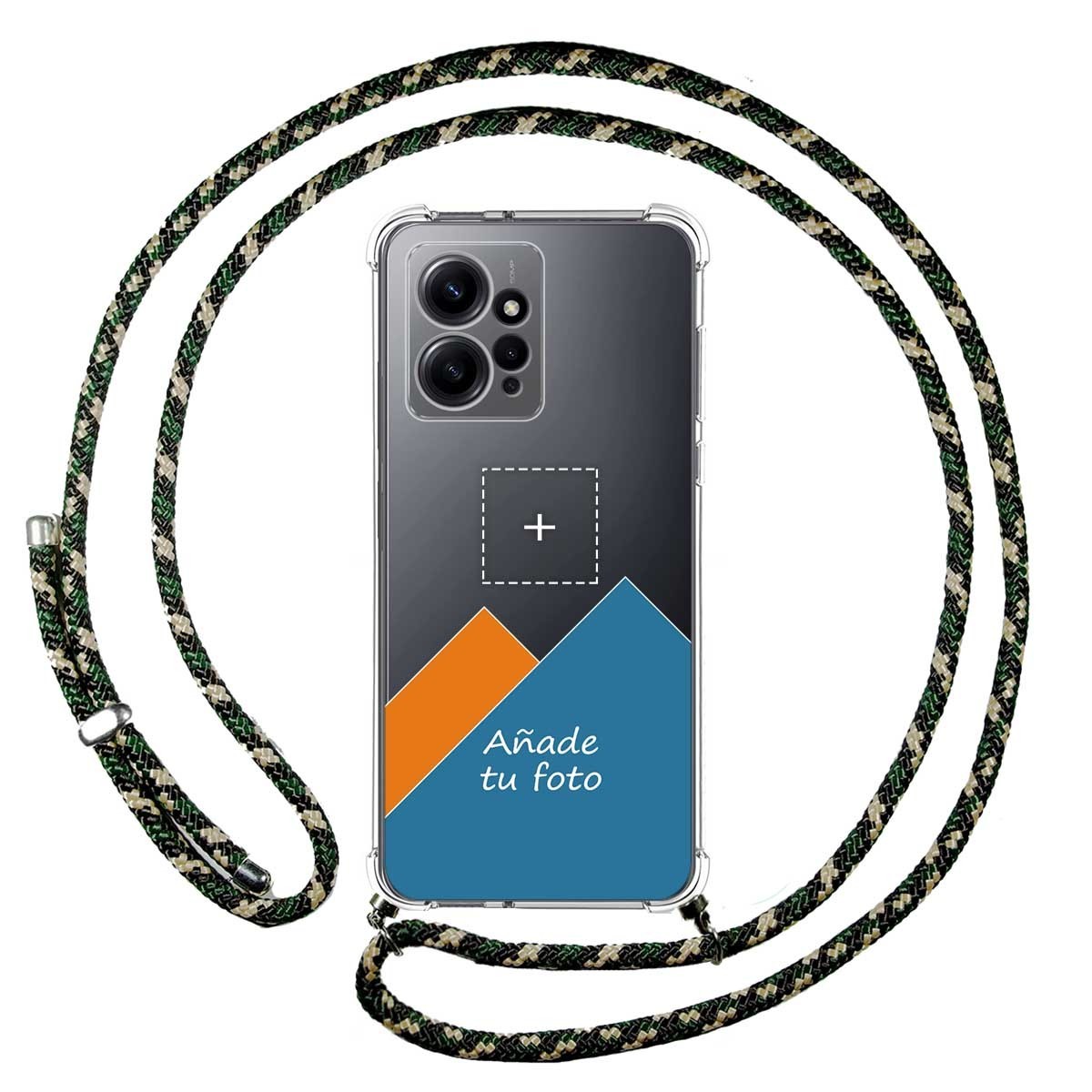 Personaliza tu Funda Colgante Transparente para Xiaomi Redmi Note 12 4G con Cordon Verde / Dorado Dibujo Personalizada