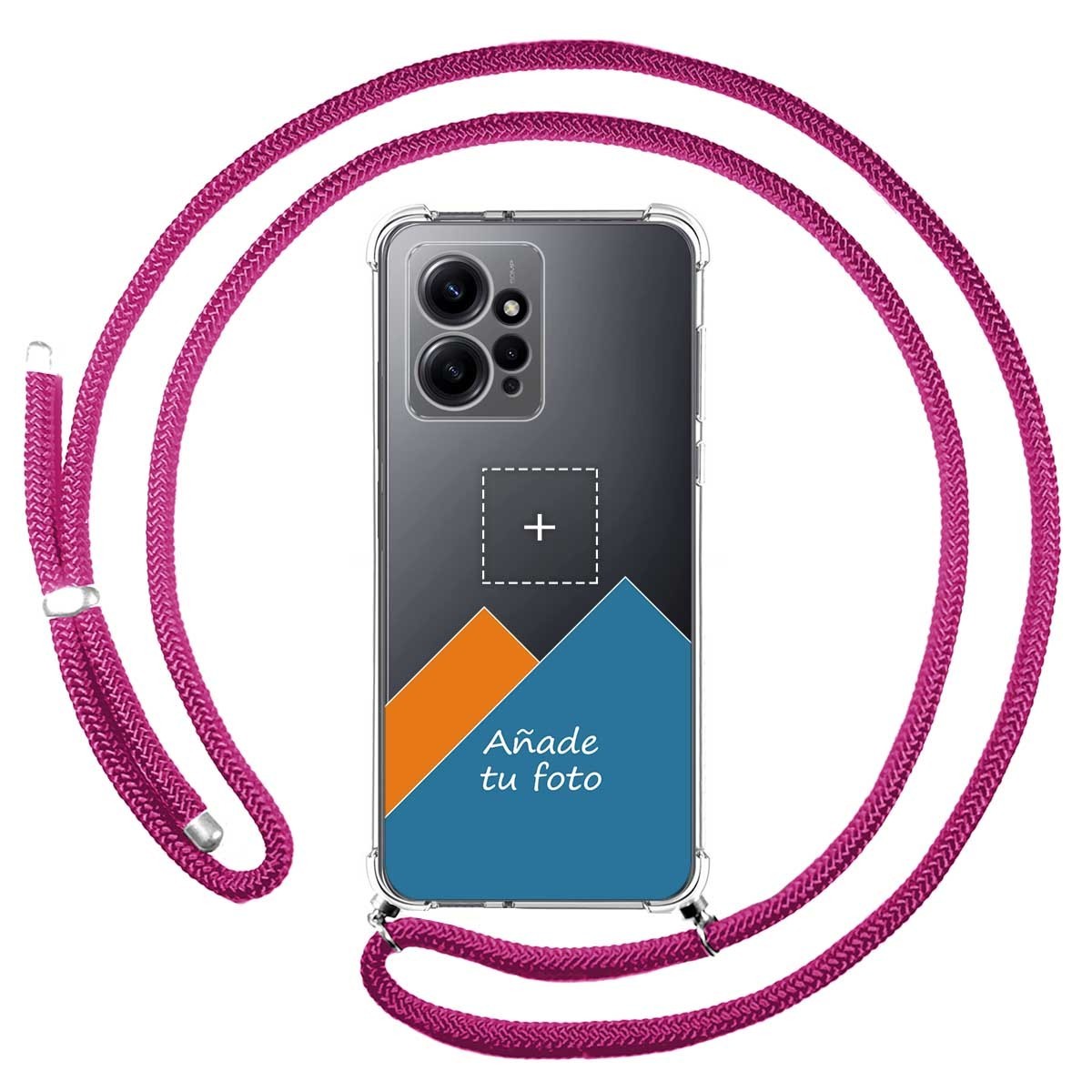 Personaliza tu Funda Colgante Transparente para Xiaomi Redmi Note 12 4G con Cordon Rosa Fucsia Dibujo Personalizada