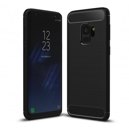 Funda Gel Tpu Tipo Carbon Negra para Samsung Galaxy S9