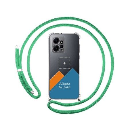 Personaliza tu Funda Colgante Transparente para Xiaomi Redmi Note 12 4G con Cordon Verde Agua Dibujo Personalizada