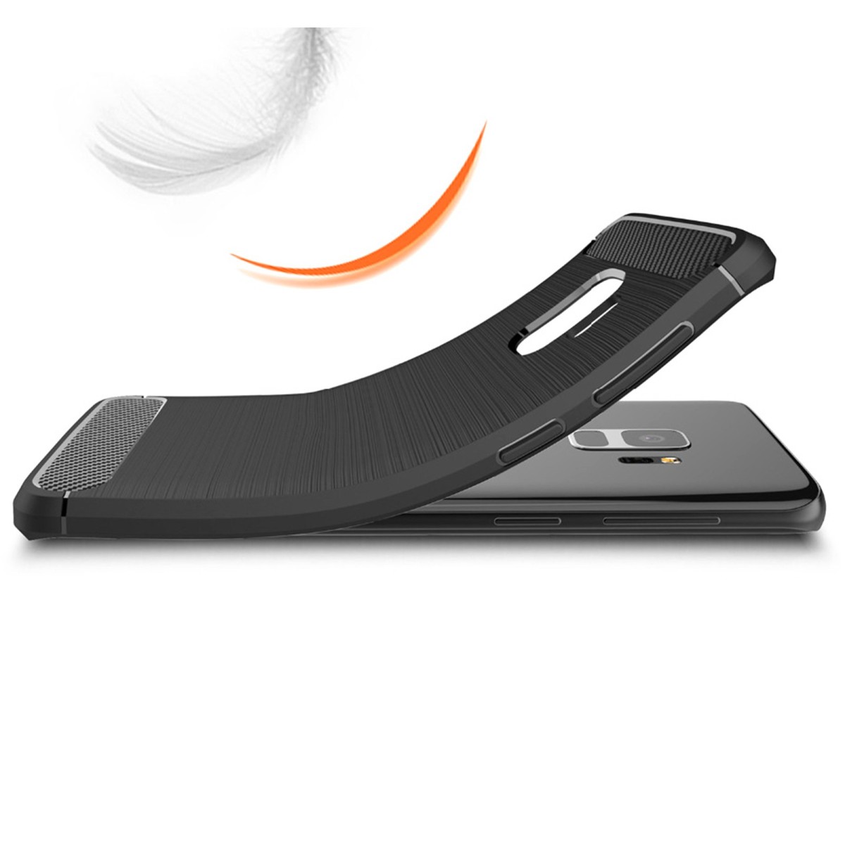 Funda Gel Tpu Tipo Carbon Negra para Samsung Galaxy S9